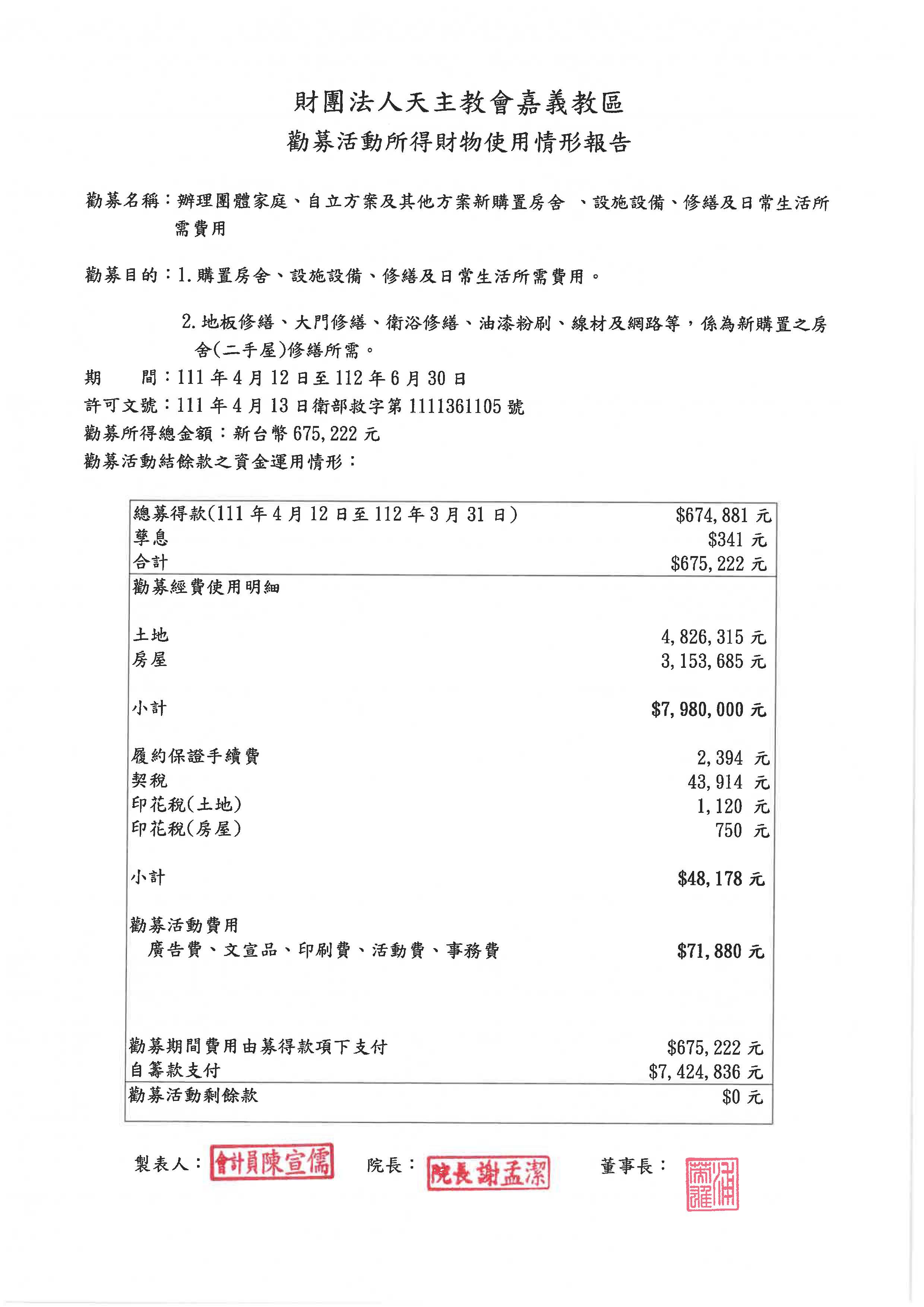 勸募財務使用報告(標題圖檔)